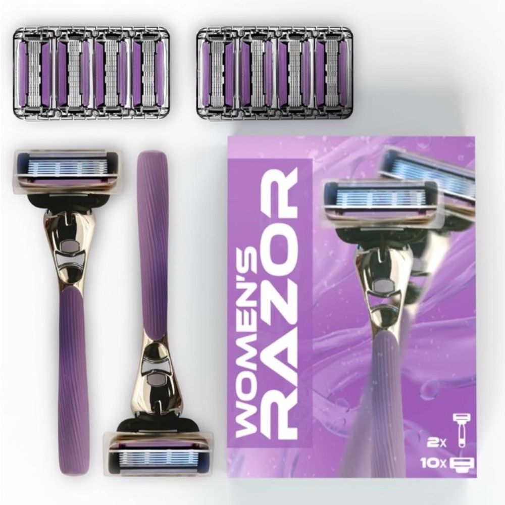 FOREVER GEM Women’s Razor with 2 Handles & 10 Blades